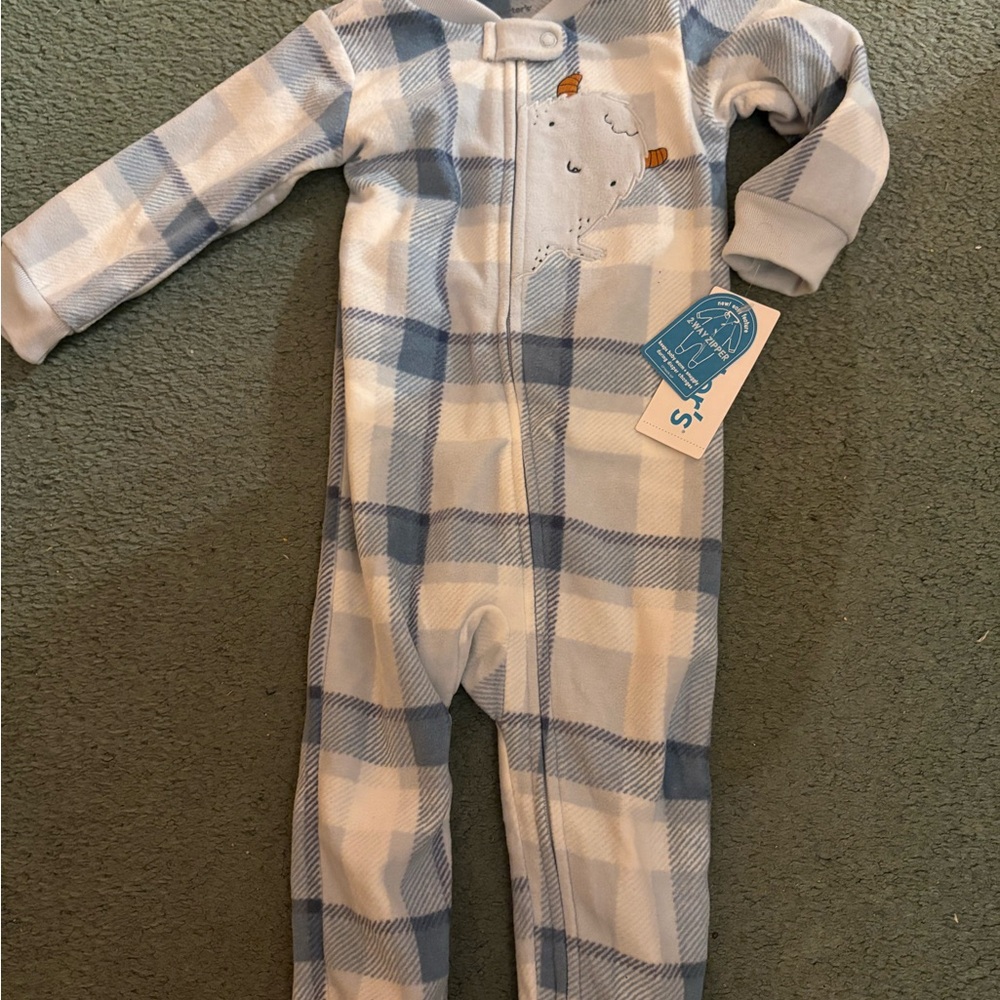 Brand new Carters Blue Plaid Kids One Piece sleeper